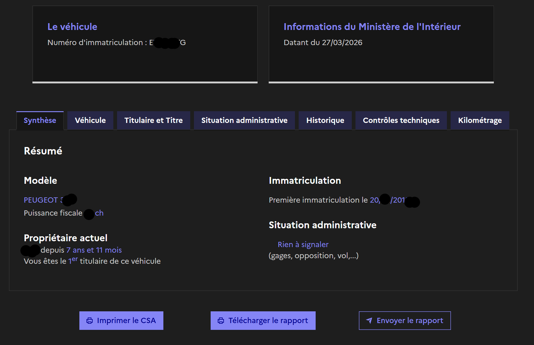 Page du rapport